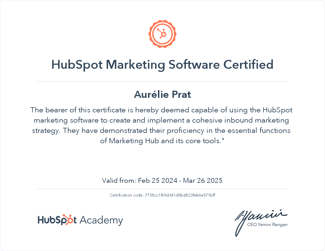 Certification HubSpot 2024